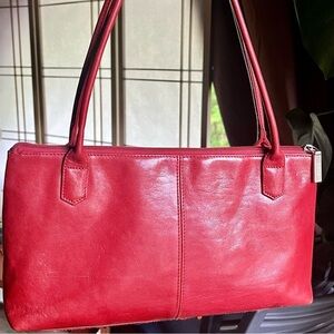 Vintage HOBO International Deep Red Zip Top Shoulder Bag